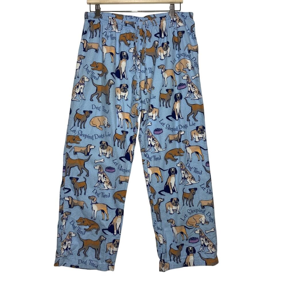 Pajamagram Pajamas 2-Piece Set Dog Tired Print Sz L Flannel Button-Front Sz L - Picture 9 of 15